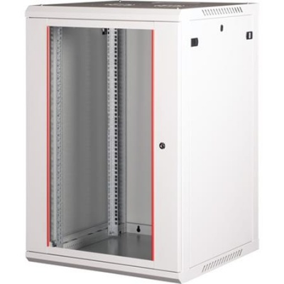 Rack szekrény, fali, 19", 18U, lapraszerelt, LANDE "PROlineB", szürke