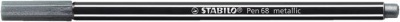 Filctoll, 1,4 mm, STABILO "Pen 68 metallic", ezüst