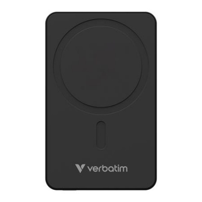 Power bank, mágneses (vezeték nélküli), 10.000mAh, VERBATIM "Charge n Go Essentials", fekete