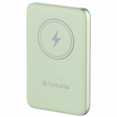 Power bank, mágneses (vezeték nélküli), 10.000mAh, VERBATIM "MCP-10, zöld