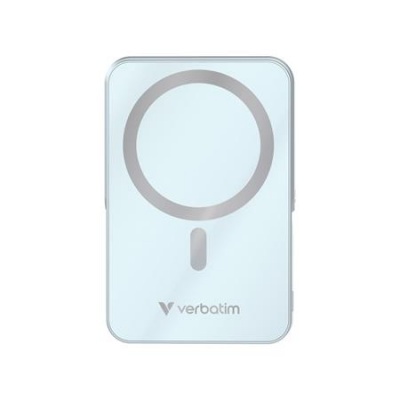 Power bank, mágneses (vezeték nélküli), 10.000mAh, VERBATIM "Charge n Go", kék